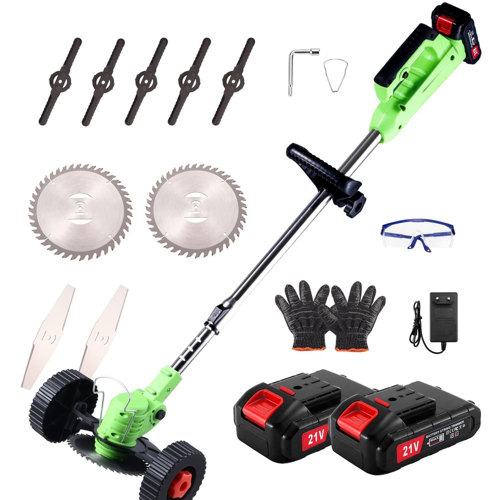 Cordless Lawn Trimmer Weed Wacker- 21V Weed Eater Battery Operated with 2pcs ...