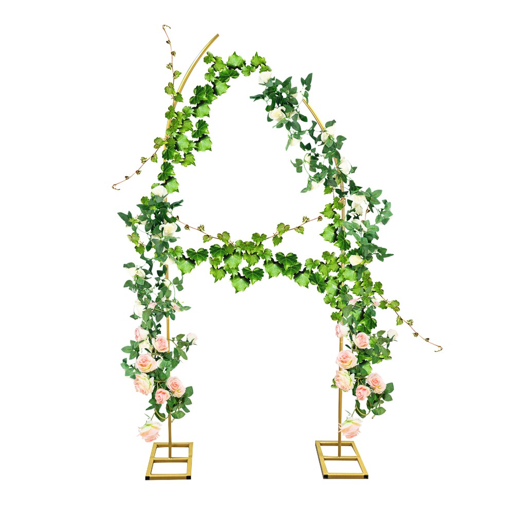 Set of 2 Gold Curved Top Arch Metal Wedding Arch Stand,Backdrop Stand Wedding-