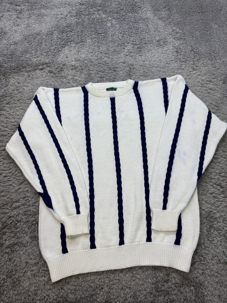 Vtg Izod Sweater Mens Large Coogi Style 90s 3D Chunky Cable Knit Fisherman 90s