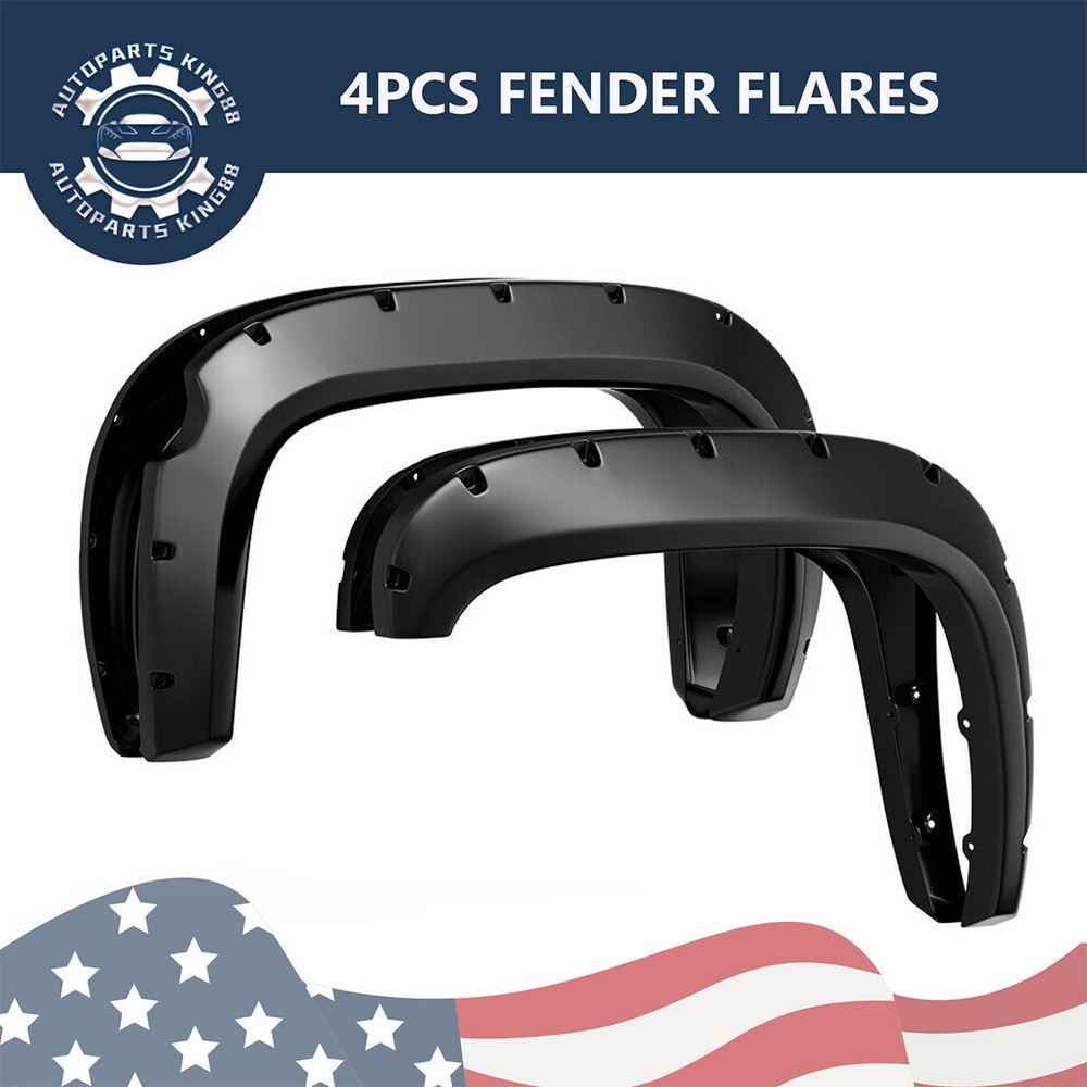 Fender Flares Pocket Rivet for 2007-2013 Chevy Silverado 1500 Smooth Black 4PCS