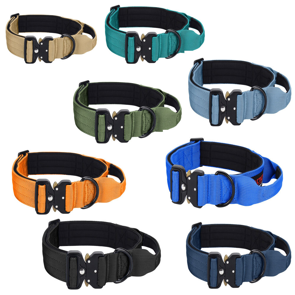 TSG Nylon Heavy Duty Dog Collar With Handle CanineTraining Walking