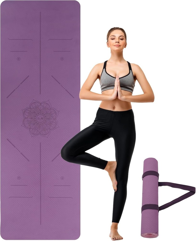Non-Slip TPE Yoga Mat 3/16 Thick 72x24 Inches for Men & Women