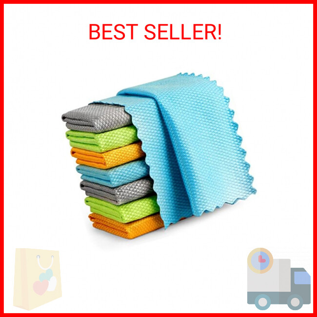AIDEA Microfiber Glass Cleaning Cloths-8PK, Premium Microfiber Glass and Window