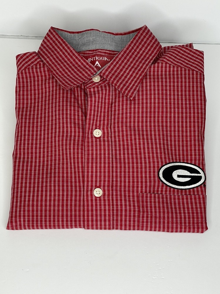 Georgia Bulldogs Shirt Mens Medium Red Antigua Football Casual Long Sleeve