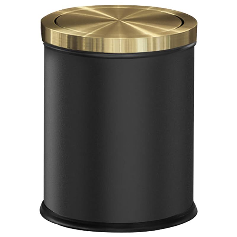 Trash Can with Flipping Lid f... 15L/4GAL Black and Gold Bathroom Garbage Can