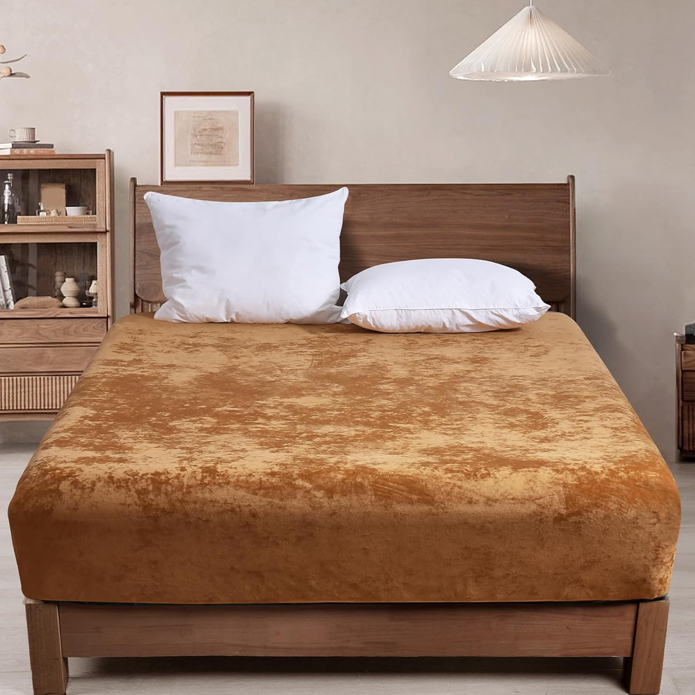 Truly Velvet Fitted Sheet Queen Size, 1 Pack Luxury Super Soft Cozy Comfy Bo