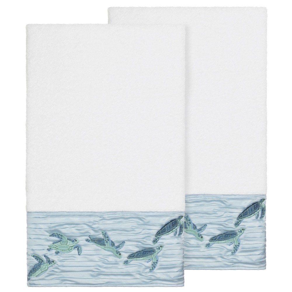 Luxury White Embroidered Turkish Cotton Hotel Spa Towels