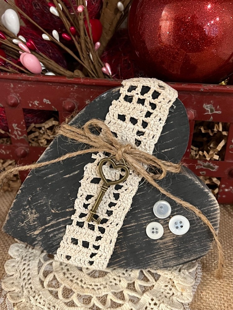 Rustic Prim Farmhouse Country HEART Valentines Day Decor Handcrafted Wood Art-image