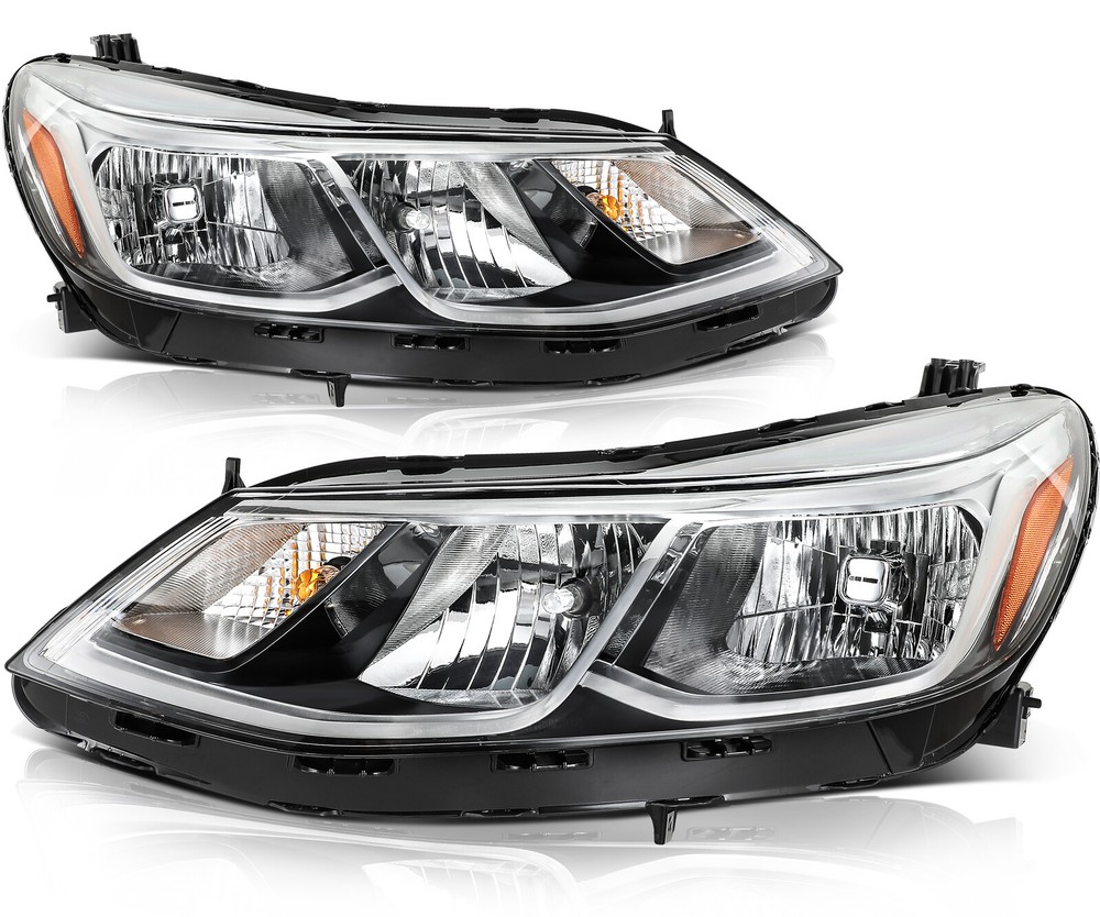 For 2016-2019 Chevy Cruze Chrome Housing Headlights Assembly Lamps LH + RH Pair