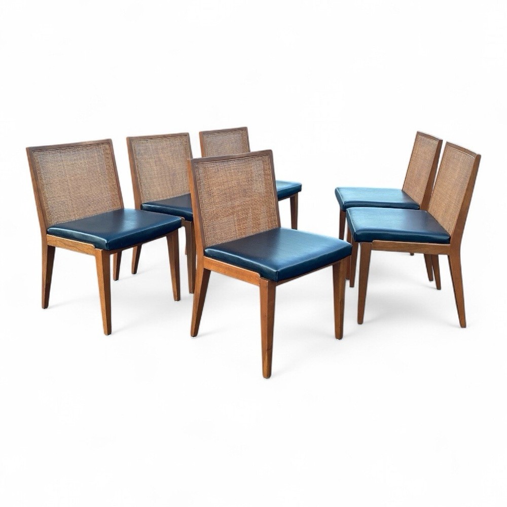 Edward Wormley Mid Century Modern Cane Back Dining Chairs - Set of 6