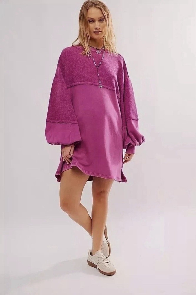 Free People We The Free Coastal Solid Crew Sweatshirt Top Oversized M NEW 275631