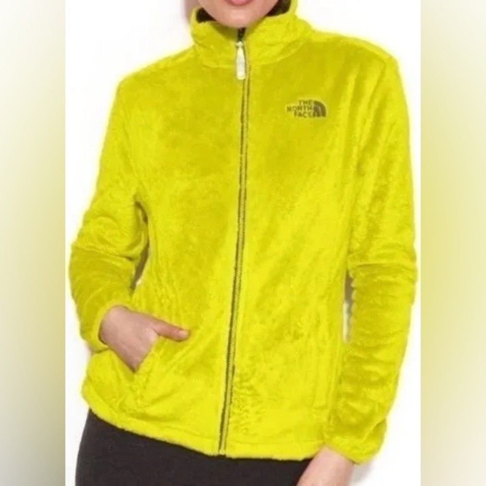 The North Face Womens Fleece Jacket Zip Up Yellow XL TG Cozy Warm Outerwear