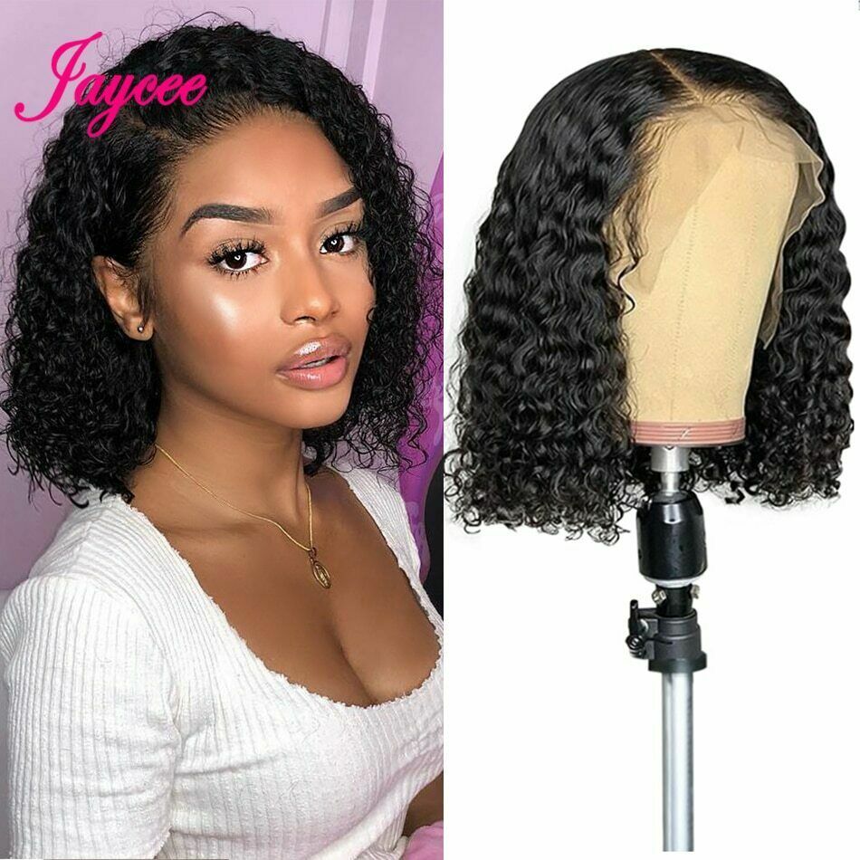 Brazilian Short Curly Bob Lace Wig Glueless Human Hair for Women