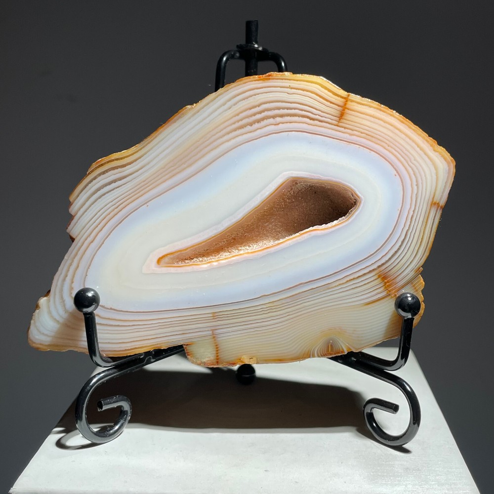 70g Natural Striped Agate Slice Raw Hand-Cut Quartz Crystal Mineral Specimen