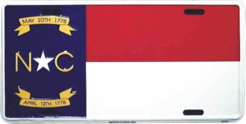 Aluminum License Plate US State North Carolina flag NEW raised edge