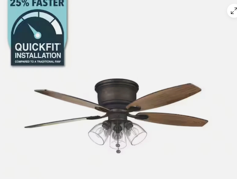 Hampton Bay Stoneridge 52” Bronze Hugger LED Ceiling Fan