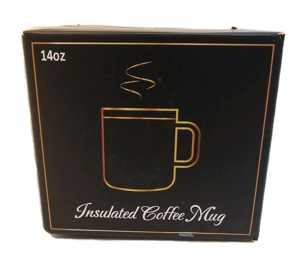 Double Wall Insulation Coffee Mug Black White 14 Oz 