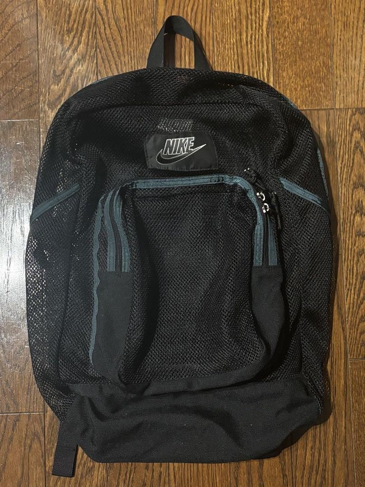90s Nike Vintage Mesh Backpack Y2K Black Sports Bag LTD Collection  