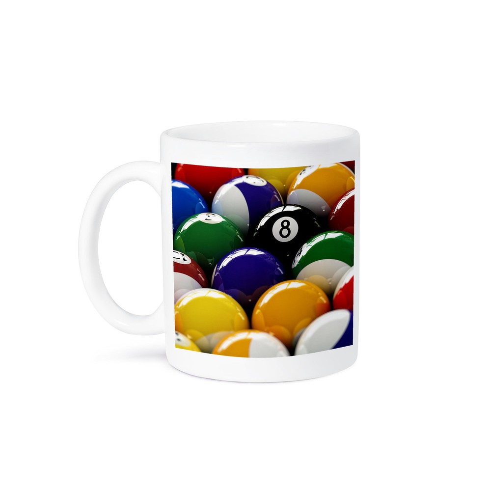 Colorful Pool Billiard Balls with 8 Ball Design Coffee Mug