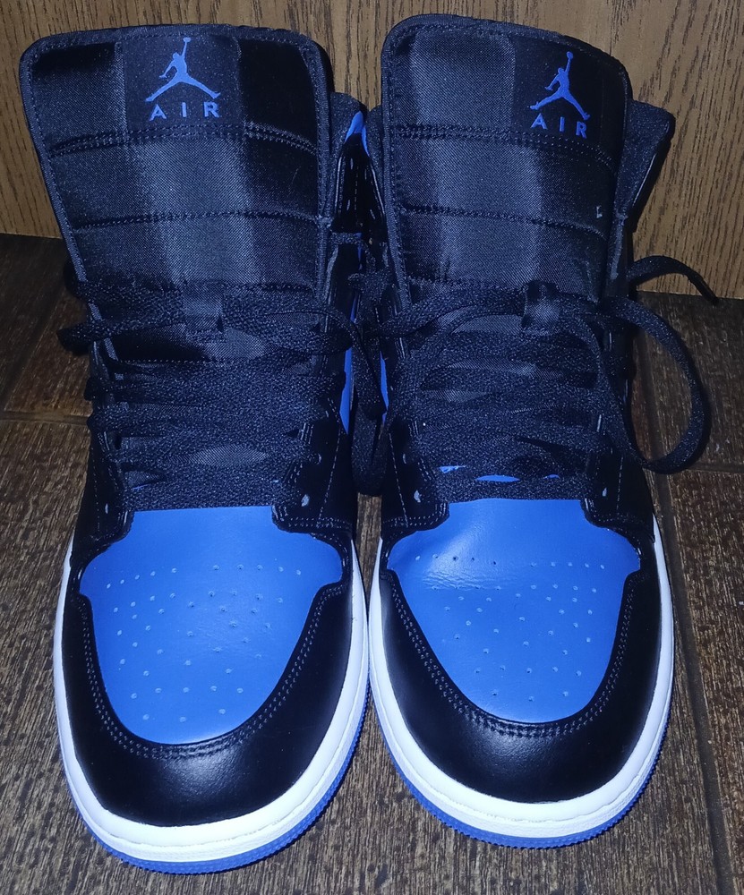 Back to School Sale: Preowned Air Jordan 1 Mid Black Royal Blue Size 13 No Box-image