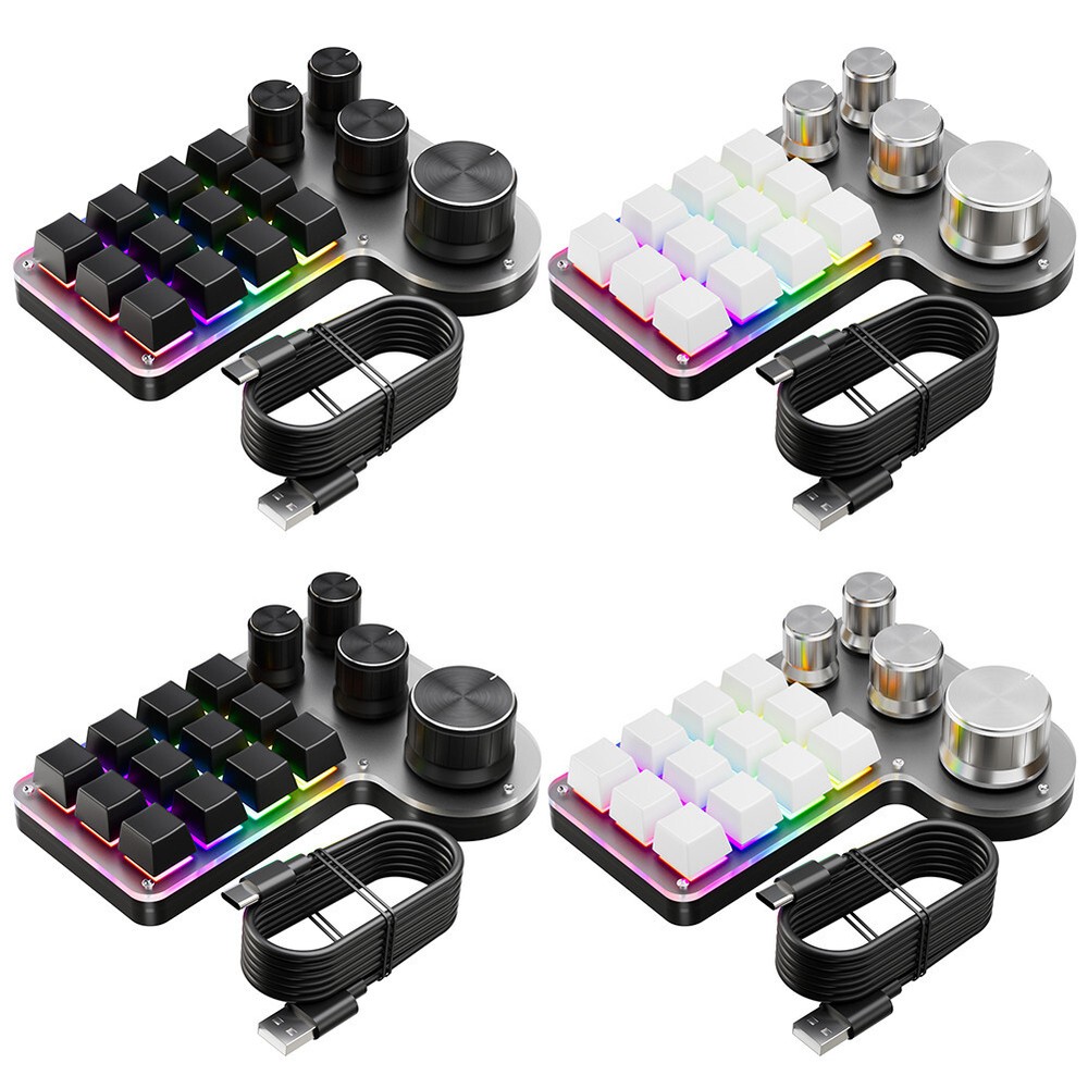 12 Key Macro Keyboard with 4 Knobs RGB Wireless Bluetooth 2.4G Customizable