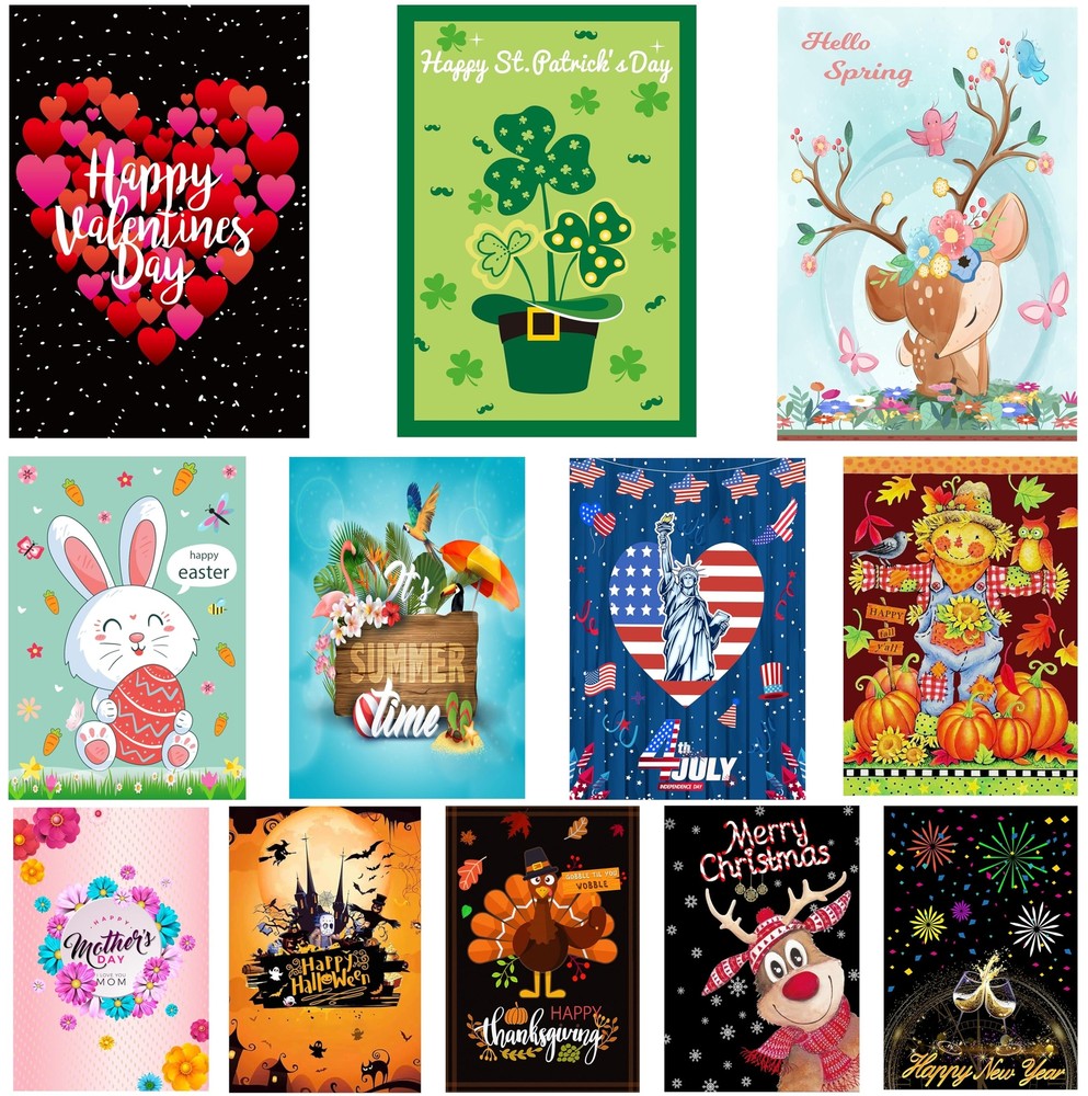 Valentines and St Patricks Day Seasonal Garden Flags for Outdoor Decor
