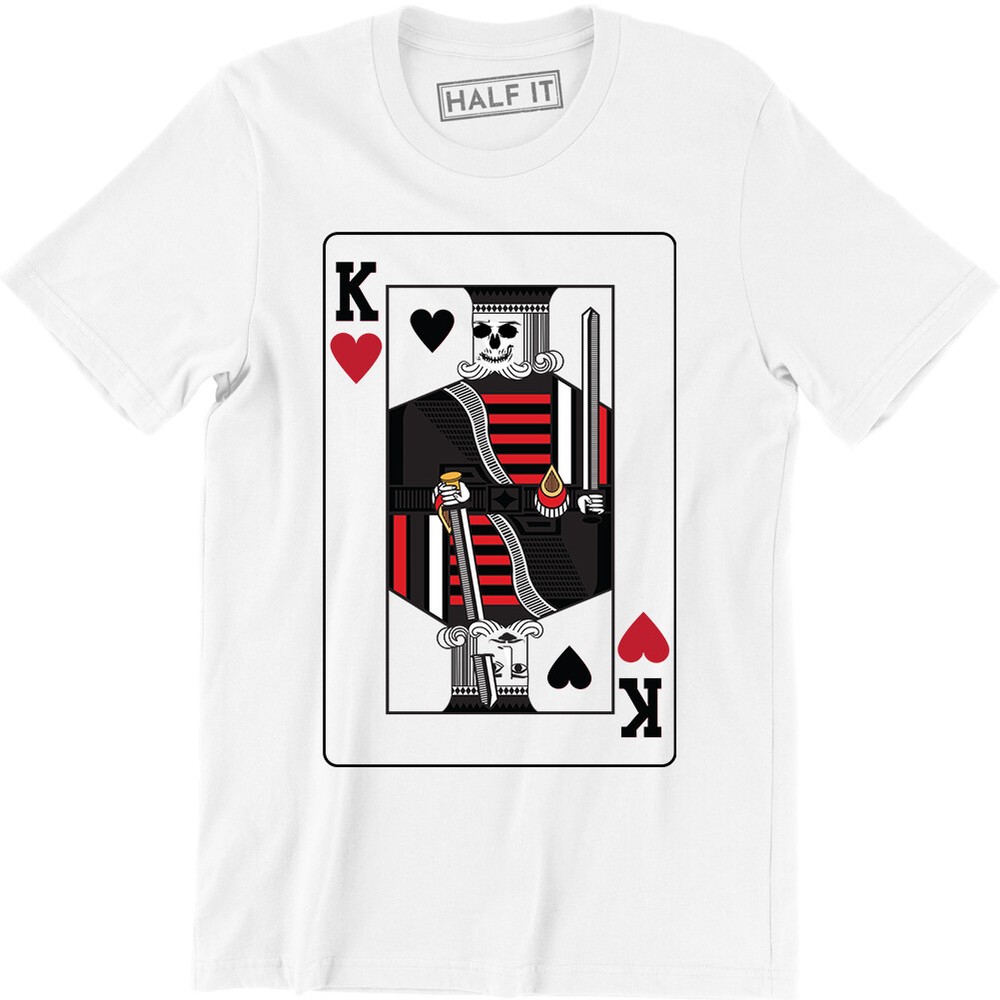 King Heart Playing Card Poker Black Jack Casino Gambling Tee Men's T-shirt