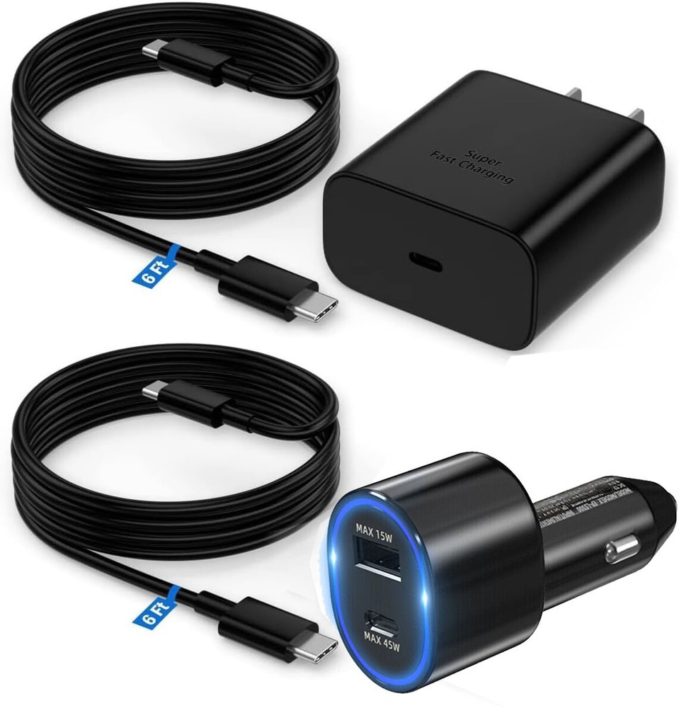 Original 45W Fast Car Charger USB-C Cable For Samsung S25 S24 FE S23 S22 Ultra