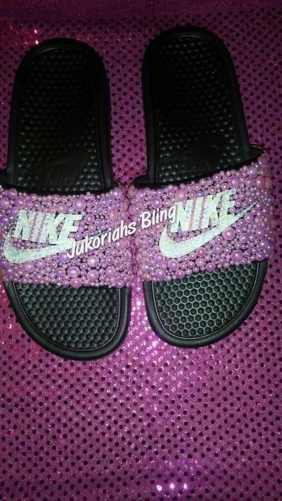 Bling Crystal-Embellished Nike Benassi JDI Slides