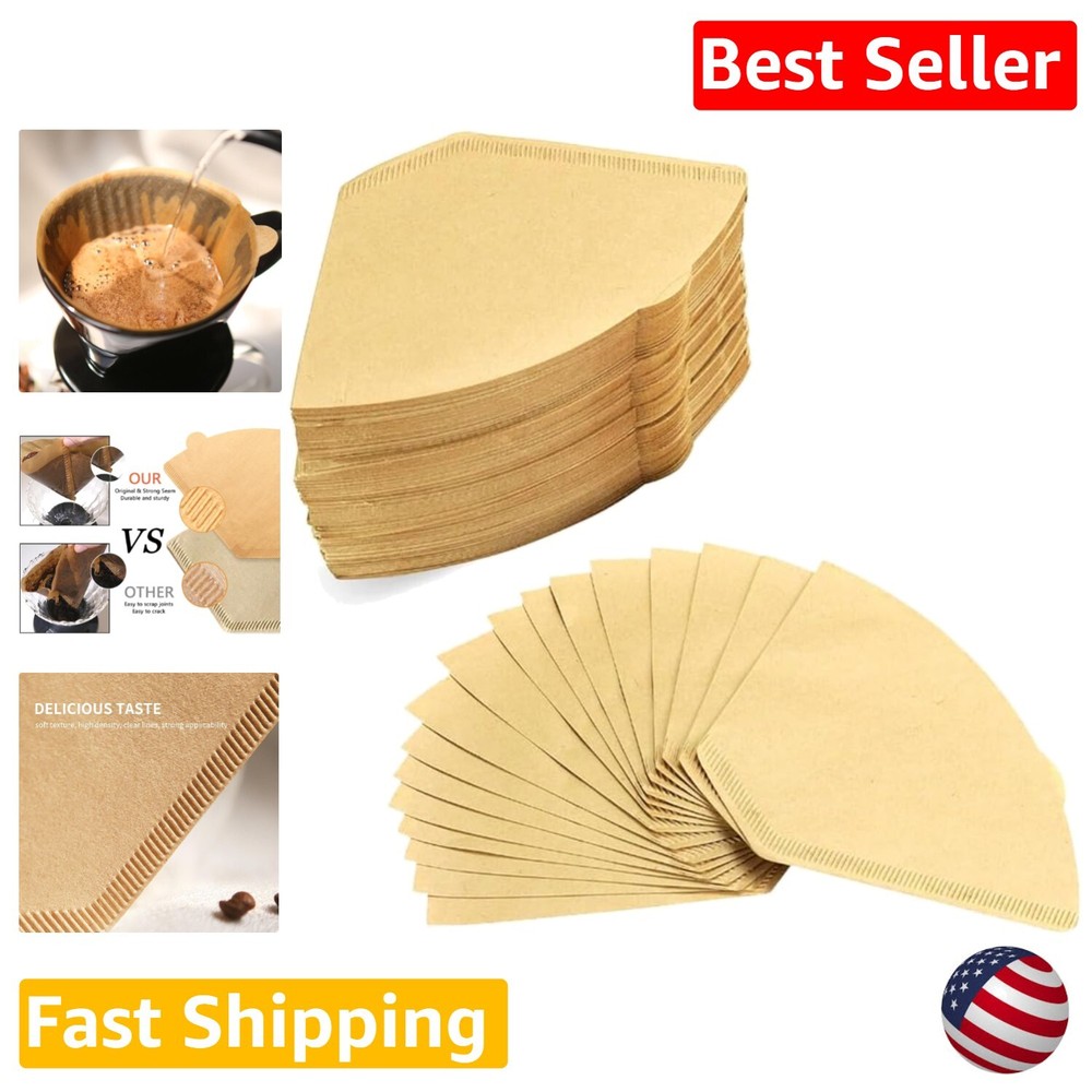 300 Unbleached Eco-Friendly Biodegradable Cone Coffee Filters - 300 Pack