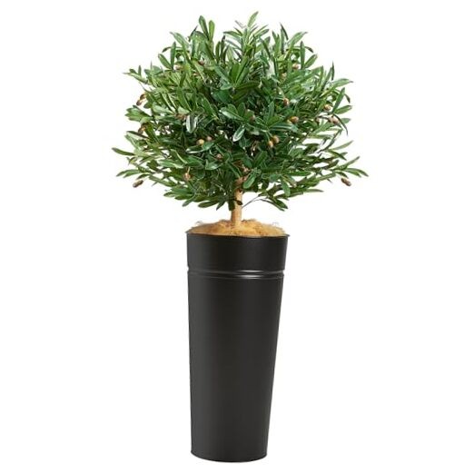 4.2FT Artificial Olive Tree in Black Steel Planter 4ft 3in Tall  