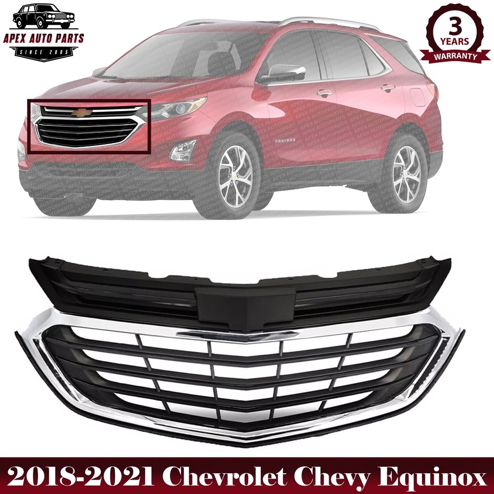For Chevrolet Equinox 2018-2021 Front Bumper Grille Upper Grill w/Chrome Trim