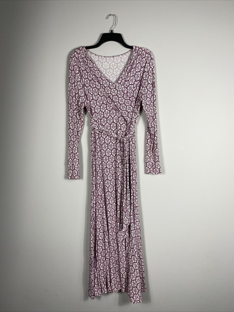 Soft Surroundings Artsy Floral Print Faux Wrap Maxi Dress Women’s M? Maroon Boho