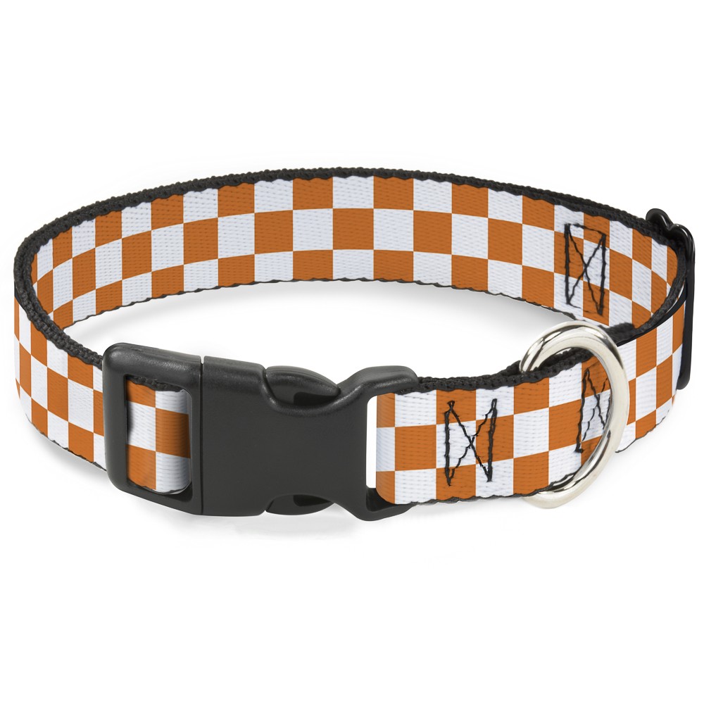 Plastic Clip Collar Checker White/TN Orange Large 15-24