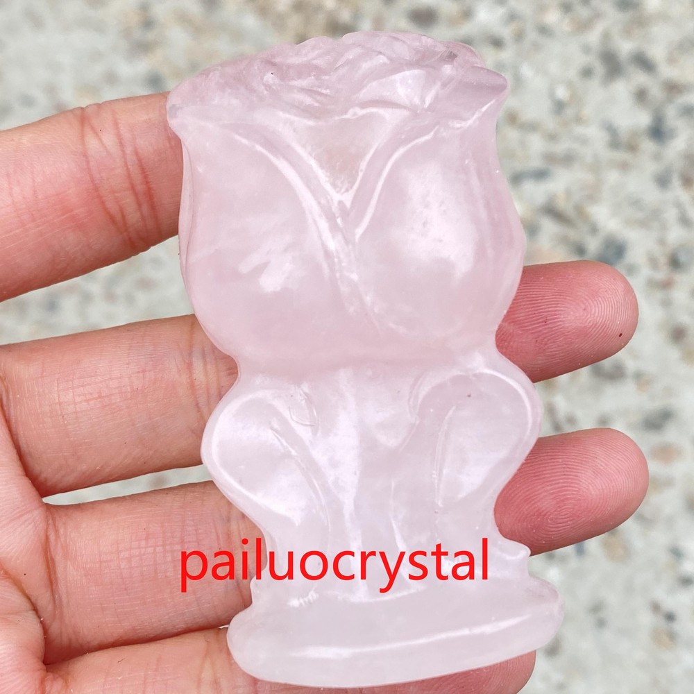 1pc Natural Pink Crystal Rose Quartz Crystal Skull Carved Figurines Rose 2.7