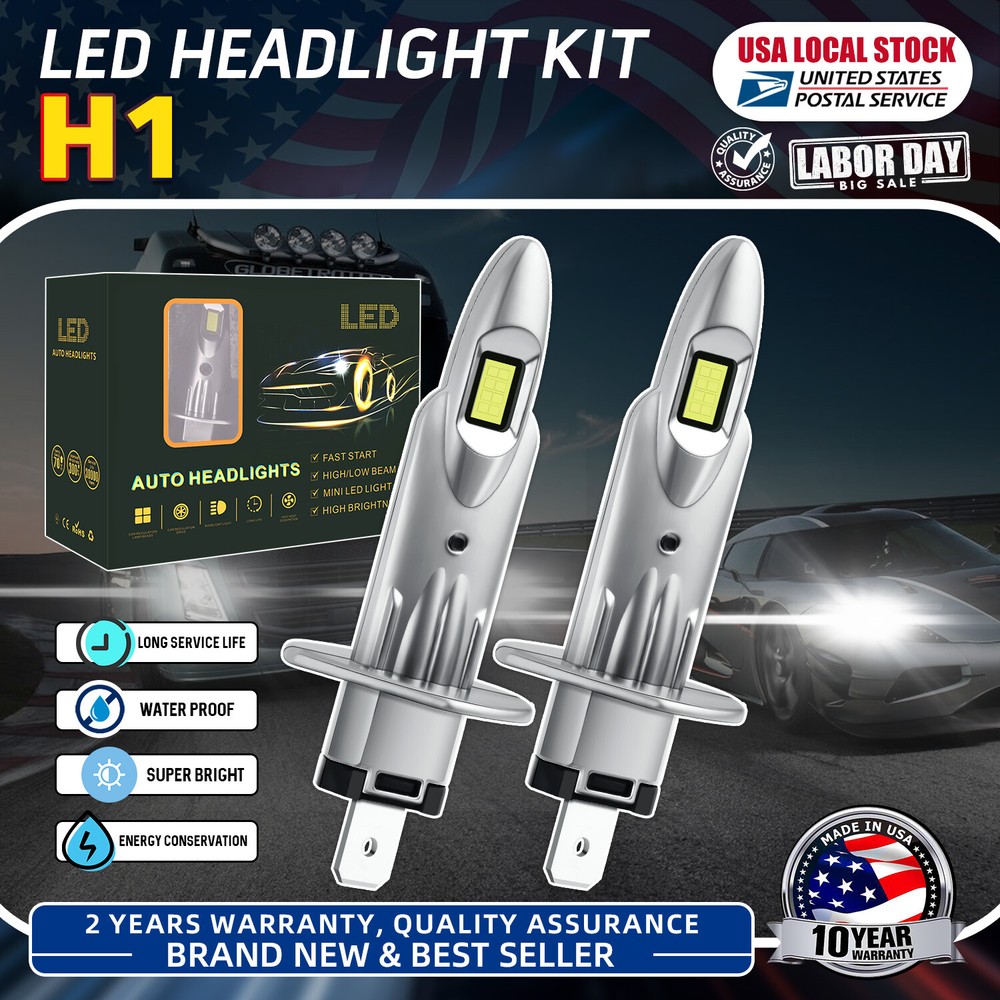 H1 LED Headlight Bulbs Conversion Kit High/Low Beam Super Bright 22000LM White