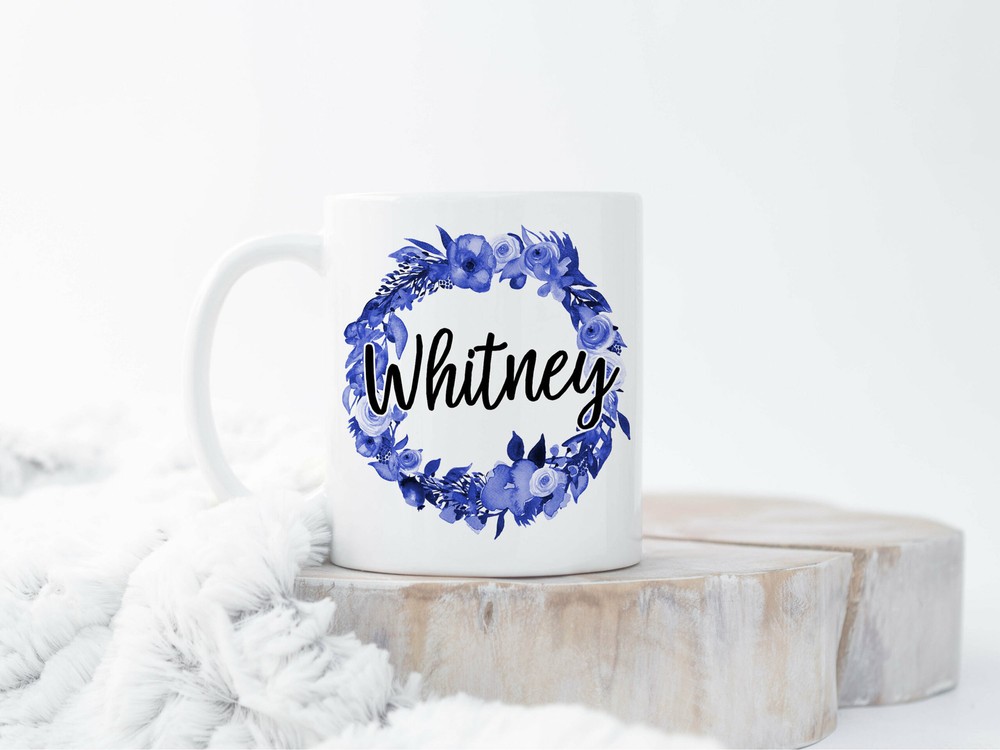 Floral Name Mug Custom Name Mug Personalized Mug Custom Coffee Mug Monogram Mugs