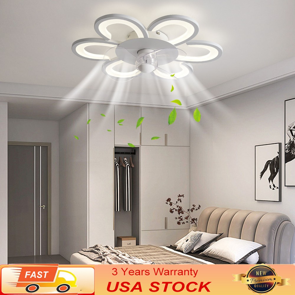 19.7 Inch Modern Dimmable LED Ceiling Fan with Remote Flush Mount Light