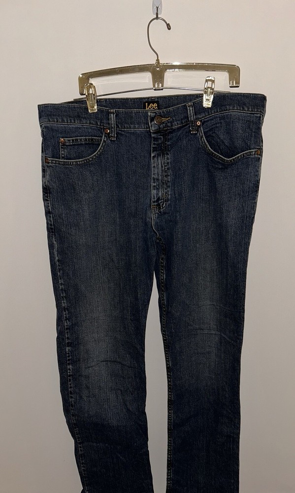 Lee Mens 38x32 Blue Straight Leg Patch Jeans