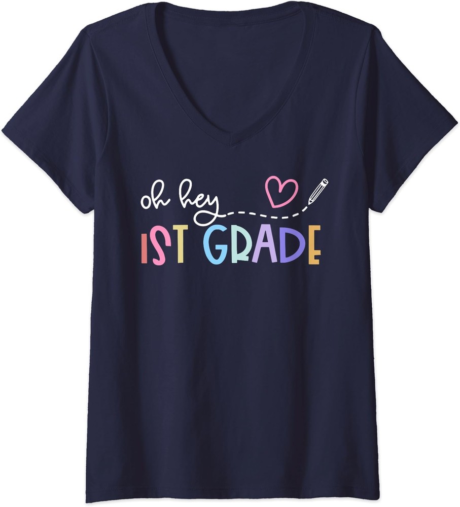 Back To School Oh Hey 1st Grade Teachers Gift Ladies' V-Neck Tshirt-image