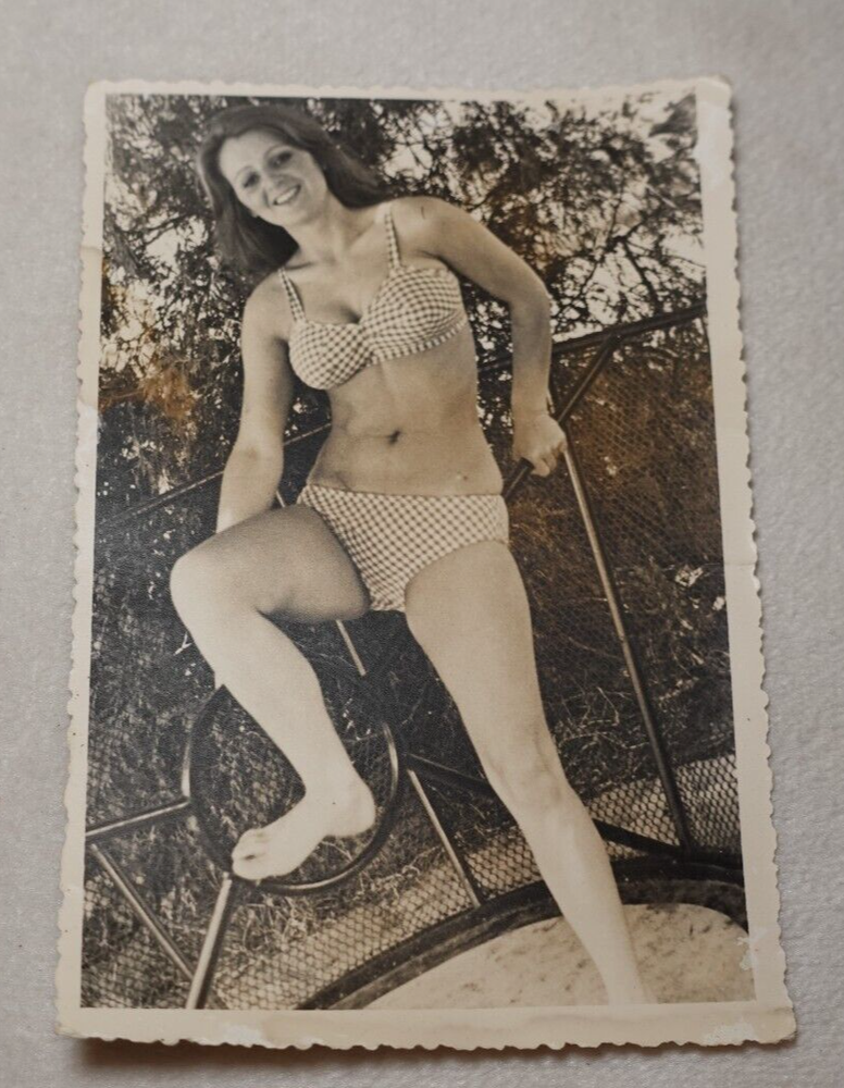 Woman Outdoors Bikini Bathing Suit Model Vintage Original Photo