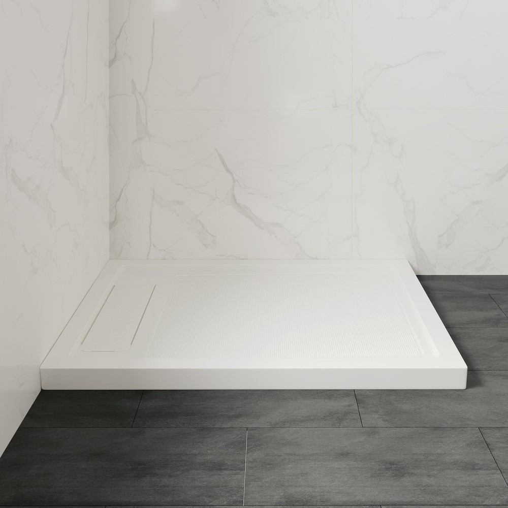 Adena White Shower Base 60x36 Inches with Hidden Side Drain 48x34x2.8 Inch