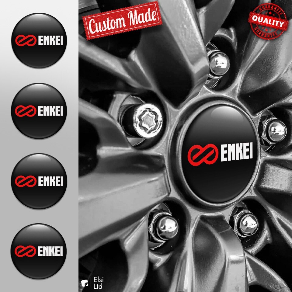 Enkei Decals | 4pcs Set Wheel Cap Stickers | Custom Made Rim Emblems