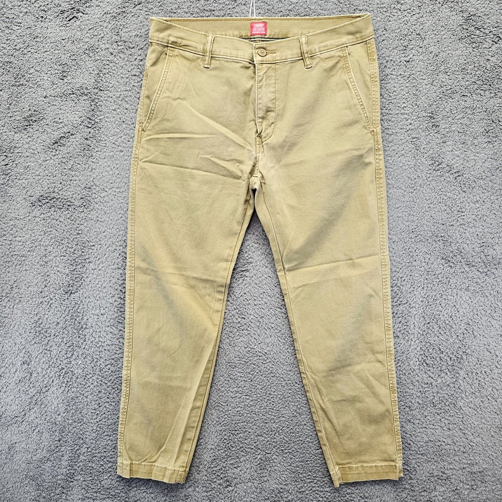 Levis XX Chino Pants Men Size 32x30 Beige Standard Taper Flat Front