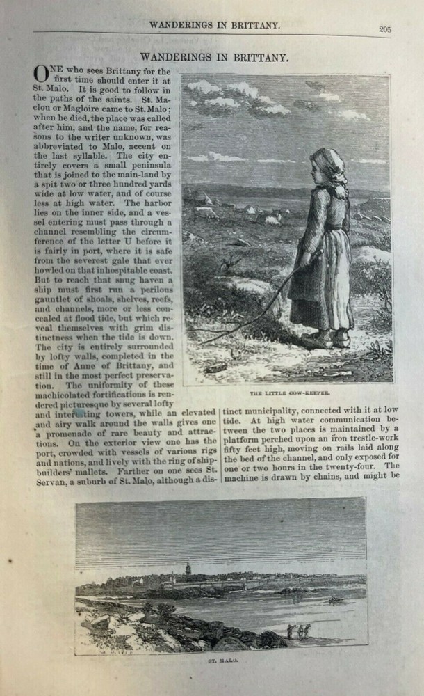 1875 Travels in Brittany St. Malo Dinan Morlaix Roscoff Auray