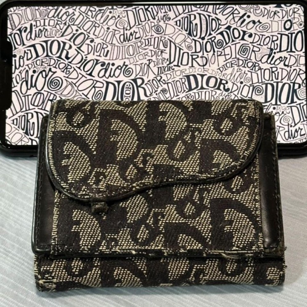 Dior Trotter Wallet Coin Purse with Leather Trim