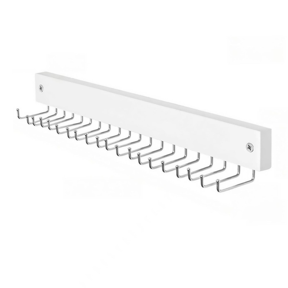 Wall-Mounted Belt and Tie Hanger, Wood Space-Saving Belt Rack with 20 Rotatin...