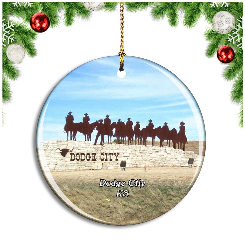 Dodge City Kansas USA Christmas travel souvenir city ornament  