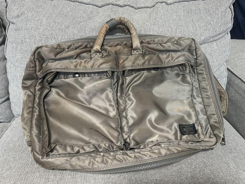 Porter Tanker 3Way Briefcase Sage Green, Used, Signs of Wear, 3 Years Old