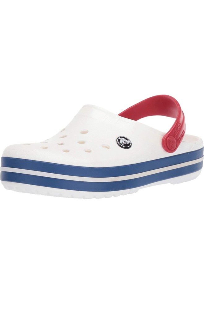 Crocs Unisex Crocband Clog in White Blue Jean Sizes Women 6 Men 4
